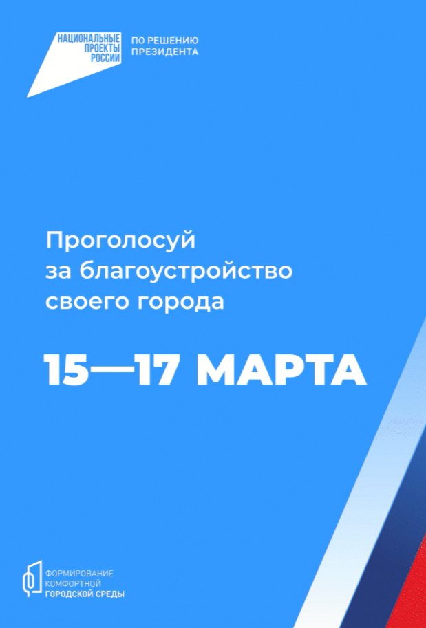 ПРОГОЛОСУЙ ЗА БЛАГОУСТРОЙСТВО СВОЕГО ГОРОДА 15–17 МАРТА.